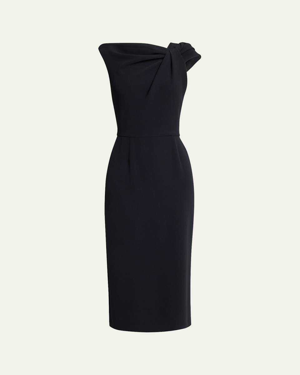 Draped Sleeveless Midi Dress